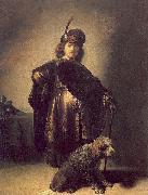 Rembrandt Peale Self portrait in oriental attire with poodle china oil painting artist